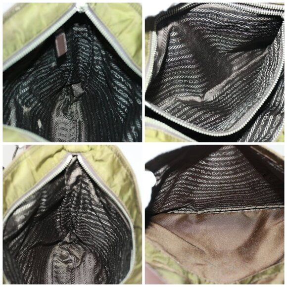 PRADA Shoulder Bag Enamel Khaki Brown Auth - Picture 15 of 16